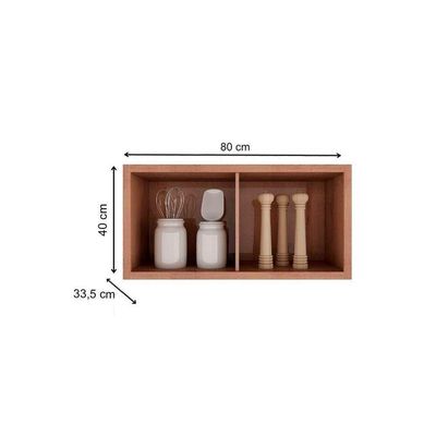 Armário Aéreo Cozinha Modulado Syrah Geladeira Com 1 Porta Basculante 80cm Amendoa-branco - Ronipa