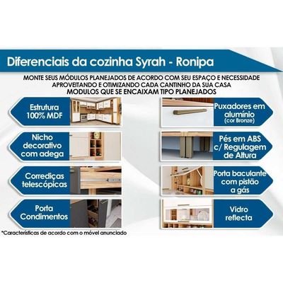 Armário Aéreo Cozinha Modulado Syrah Geladeira Com 1 Porta Basculante 80cm Amendoa-branco - Ronipa