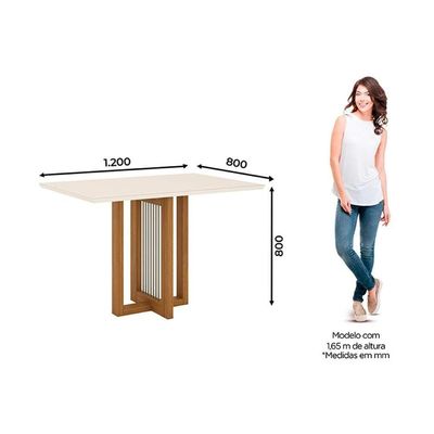 Sala De Jantar Completa Natalí C- Tampo Madeirado C- Vidro Reto 120x80cm E 4 Cadeiras Milla Nature-veludo Light Marrom Amêndoa - Henn