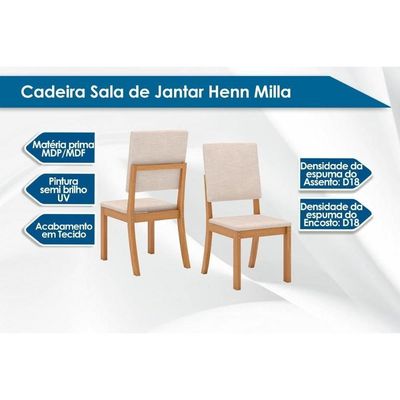 Sala De Jantar Completa Natalí C- Tampo Madeirado C- Vidro Reto 120x80cm E 4 Cadeiras Milla Nature-veludo Light Marrom Amêndoa - Henn