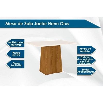 Sala De Jantar Completa Orus C- Tampo Madeirado 120x80cm E 4 Cadeiras Milla Nature-off White - Suede Marrom - Henn