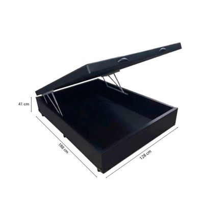 Cama Box Baú Viúva 128 Tecido Preto Com Colchão Alegro Bello Box D28 Cinza 58x128x188