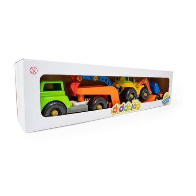 Brinquedo Infantil Carreta Com Retroescavadeira Didática - Poliplac 9397