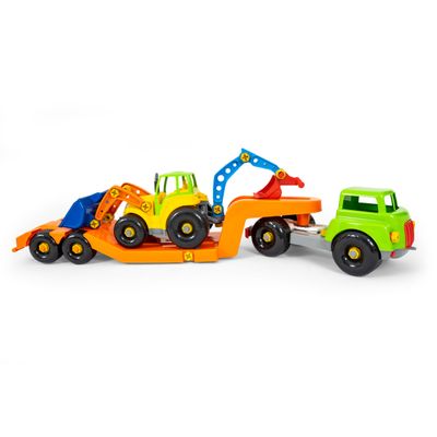 Brinquedo Infantil Carreta Com Retroescavadeira Didática - Poliplac 9397