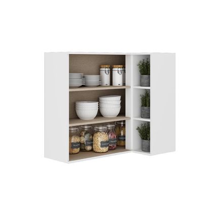Armário Aéreo De Canto Milla Mdf 2 Portas Branco 80 Cm Carraro