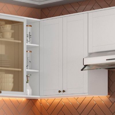 Armário Aéreo De Canto Milla Mdf 2 Portas Branco 80 Cm Carraro