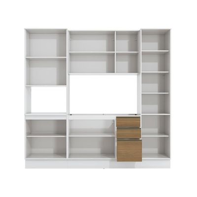 Cozinha Compacta Com Kit Forno Celeste Kappesberg 100% Mdf Branco/nogueira 240cm