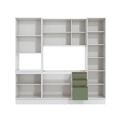 Cozinha Compacta Com Kit Forno Celeste Kappesberg 100% Mdf Branco/verde 240cm