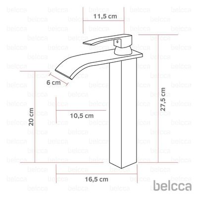 Torneira Cascata Alta Com Misturador Monocomando Preta De Bancada Belcca Tca01p-bl