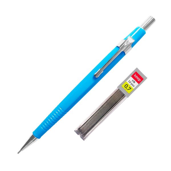 Lapiseira Técnica 0,7mm Azul + 1 Tubo de Grafite Blister Keep - EI110 EI110