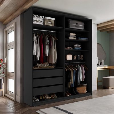 Guarda-Roupa Closet Monreale 100 % MDF 3 GV Preto 160 cm
