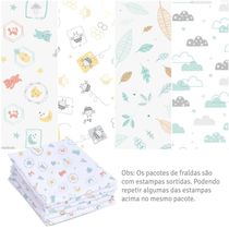 Fralda Bebê Papi Especial Estampa Neutro 70 x 67Cm Com 5 Un