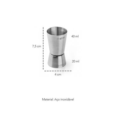 Coqueteleira Boston e Copo Dosador Duplo Inox Drinks