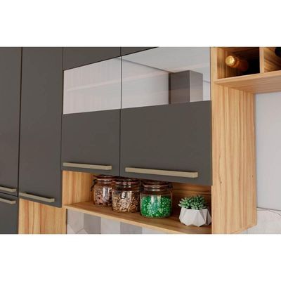 Cozinha Completa Nápoli Prime 5 Peças (2 Armários + 1 Balcão + 2 Paneleiros) C5P04 Amendoa/Produto - Ronipa