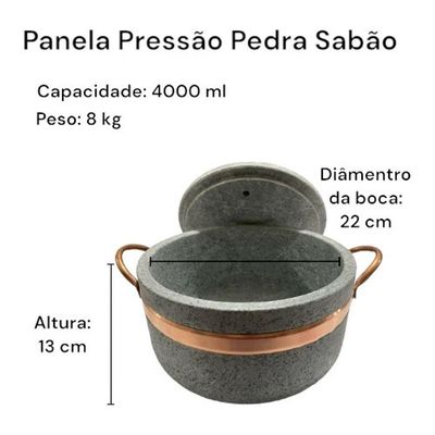 Jogo De Panelas De Pedra Sabão 6 Peças Com Panela De Pressão