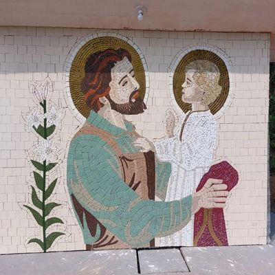 Mosaico De São José E O Menino Jesus Tamanho 180x180cm