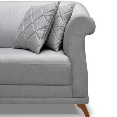 Sofa 2 Lugares Retro Polo 180cm Com Almofada Linho Cinza Ezz Cinza