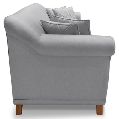 Sofa 2 Lugares Retro Polo 180cm Com Almofada Linho Cinza Ezz Cinza