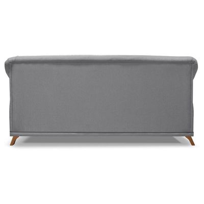 Sofa 2 Lugares Retro Polo 180cm Com Almofada Linho Cinza Ezz Cinza
