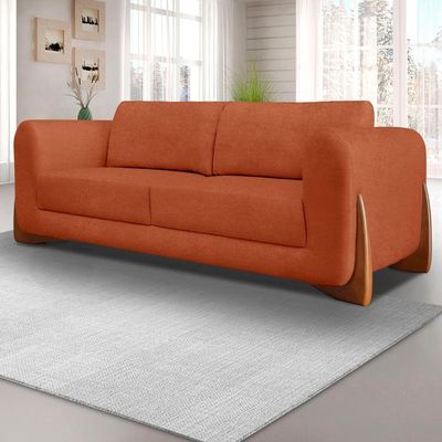 Sofa Jolie 3 Lugares 220cm Pes Boomerang Linho Boucle 3303 Ezz 3303