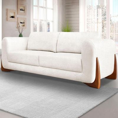 Sofa Jolie 3 Lugares 230cm Pes Boomerang Linho Boucle 3300 Ezz 3300