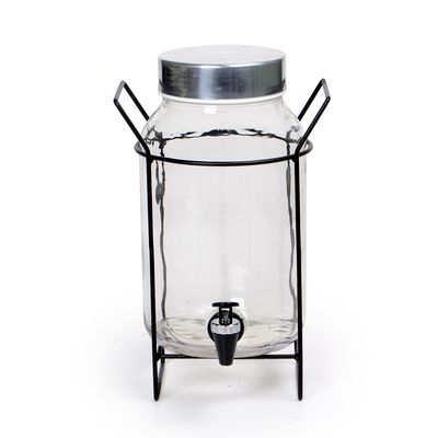 Suqueira de Vidro Decorglass com Suporte Preto e Torneira 3L
