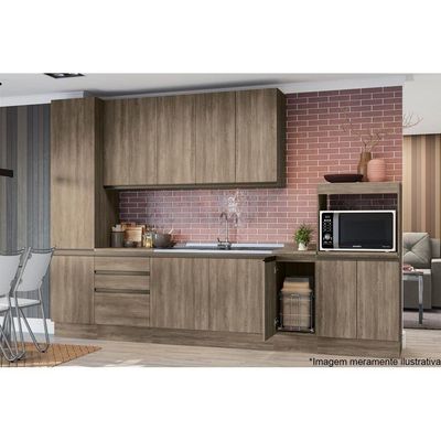 Módulo Cozinha Kappesberg Maxxi Armário G766 C- 3 Portas 120cm Canela-kappesberg