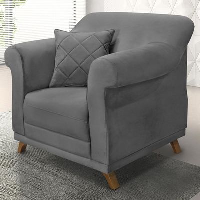 Poltrona Decorativa Retro Polo Com Almofada Suede 1104 Ezz 1104