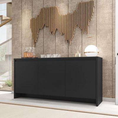 Balcao Buffet 50523 03 Portas 160cm Preto Dcasa
