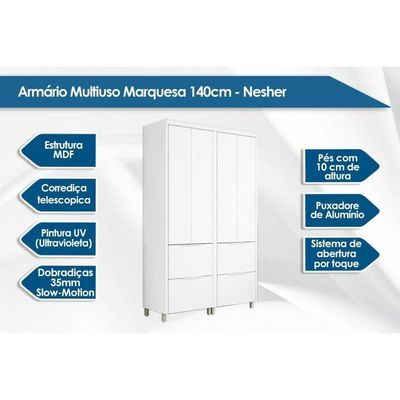 Armário Multiuso Lavanderia Marquesa C/ 4 Portas E 4 Gavetas 140cm Nature/verde - Nesher