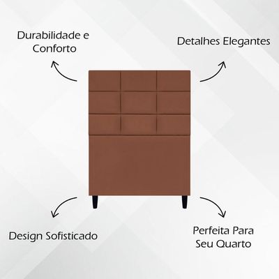 Cabeceira Decorativa Florem Para Cama De Solteiro 90 Cm Suede Terracota, Suede