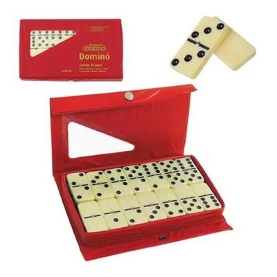 Jogo Dominó Profissional Osso Estojo 28 Peças Reforçadas Kit