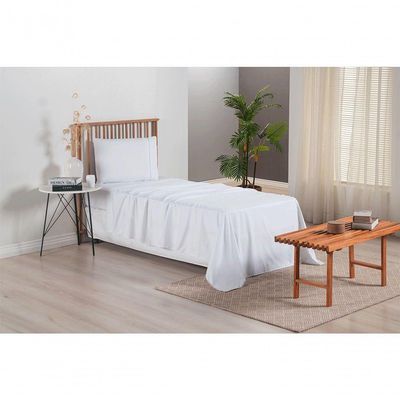 Jogo De Lençol Versatile Ponto Palito Completo 3 Peças Solteiro Micropercal branco