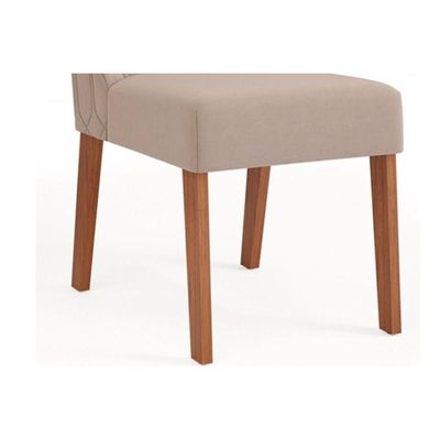Sala De Jantar Completa Viena Tampo Madeirado C- Vidro 136cm E 6 Cadeiras Bia Freijo-off White - Suede Kraft - Dj Móveis