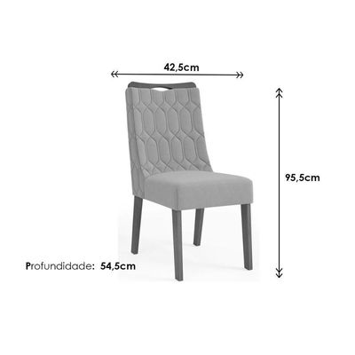 Sala De Jantar Completa Viena Tampo Madeirado C- Vidro 136cm E 6 Cadeiras Bia Freijo-off White - Suede Kraft - Dj Móveis