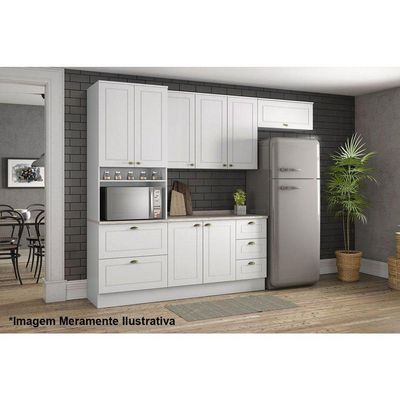 Gabinete P- Pia Cozinha Balcão Americana C- 2 Portas E 3 Gavetas S-tampo 120cm Branco - Henn