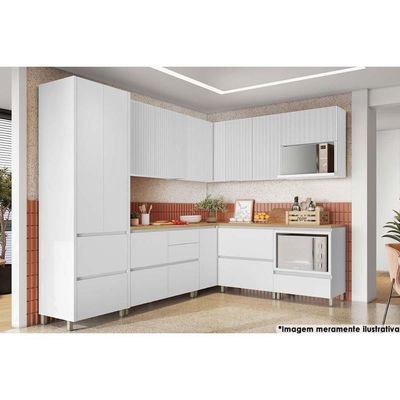Balcão Cozinha p/ Cooktop c/ Tampo Rainha c/ 1 Porta e 1 Nicho Forno 70 cm Branca/Nature - Nesher