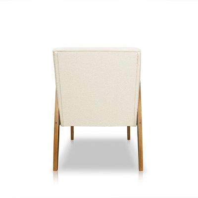 Poltrona Decorativa Haia Linho Com Base Madeira Maciça SSX Multicoisas Perola