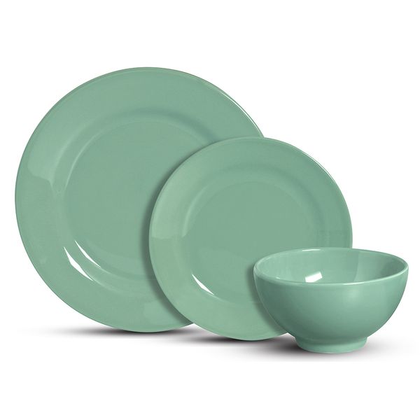 Aparelho de Jantar Scalla Standard em Cerâmica Verde 12 Peças