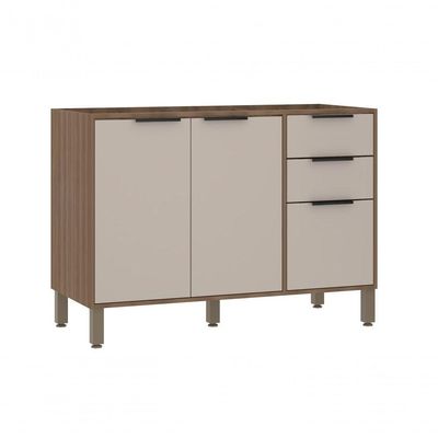 Balcão De Pia Sem Tampo 120 Cm 2 Portas E 3 Gavetas Aspen Luciane Móveis beige