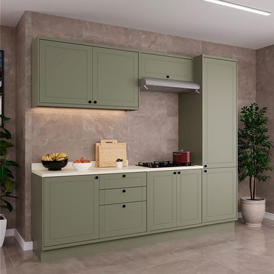 Cozinha Compacta Évora com Tampo para Cooktop 8 PT 3 GV Verde Hill