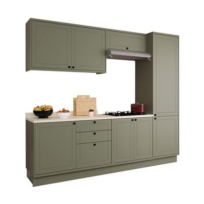 Cozinha Compacta Évora com Tampo para Cooktop 8 PT 3 GV Verde Hill