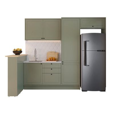 Cozinha Completa Évora com Bancada 6 PT 3 GV Verde Hill