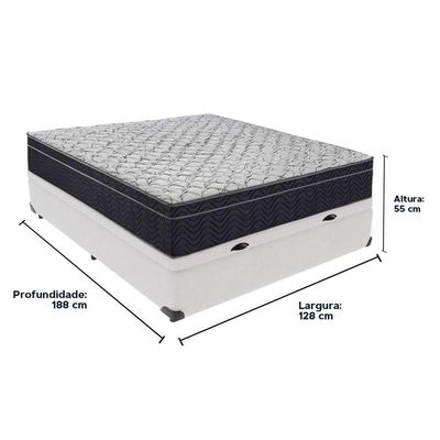 Cama Box Baú Branco E Colchão Airtech 150 Espuma D45 Viúvo Ortobom