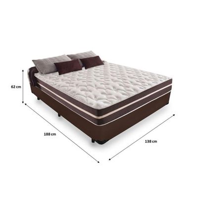 Cama Box Casal 138 Tecido Marrom Com Colchão Little Angel Bello Box Mola Superlastic 62x138x188