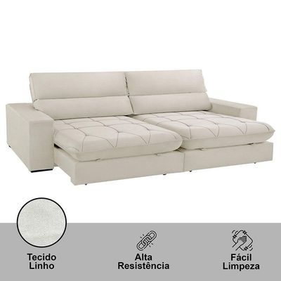 Sofá Aspem Linho 02 Módulos De 120cm B25cm Meu Sofá Online A302 Linho Branco