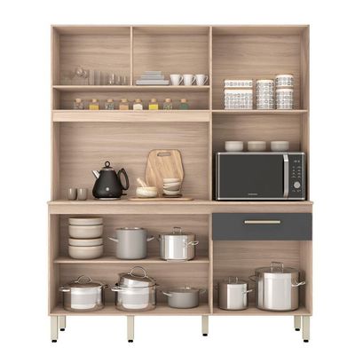 Armário Cozinha Compacta 6 Portas 1 Gaveta 1 Nicho Alamo Avena Grafito Avena