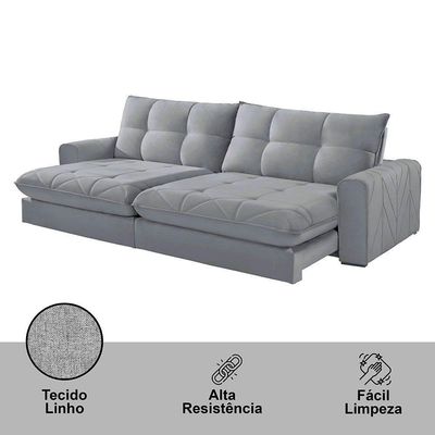Sofá Firenze Linho 02 Módulos De 100cm B25cm Meu Sofá Online A230 Linho Cinza