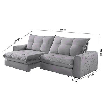 Sofá Firenze Linho 02 Módulos De 100cm B25cm Meu Sofá Online A230 Linho Cinza