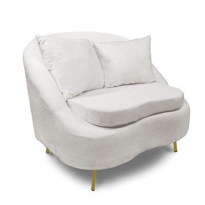 Poltrona Decorativa Orgânica Pé Ferro Dou Zaya Bouclê C05 Off White
